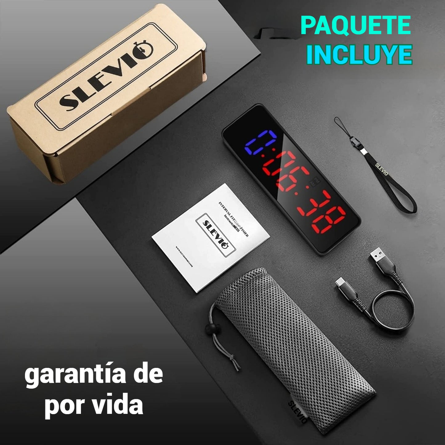 SLEVIO Portable Gym Workout Timer, Fitness Clock Built-in Magnetic